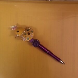 Yellow Jeweled Duck Pen with Purple Metallic Barrel
